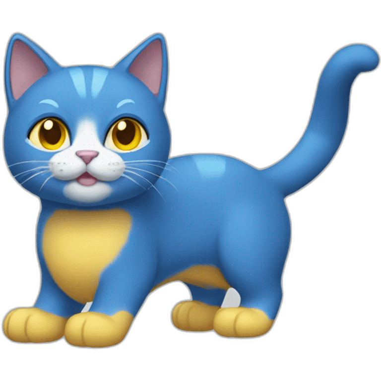 blue cat with yellow tail emoji