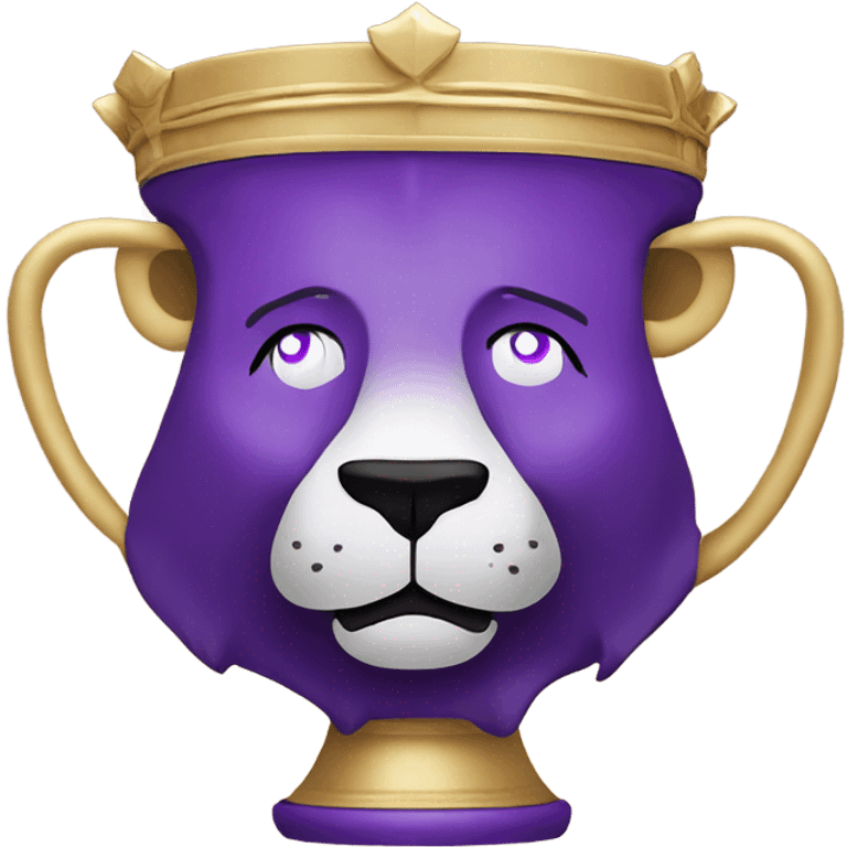 Lion drinking out a purple and gold cup with a crown on the top  emoji