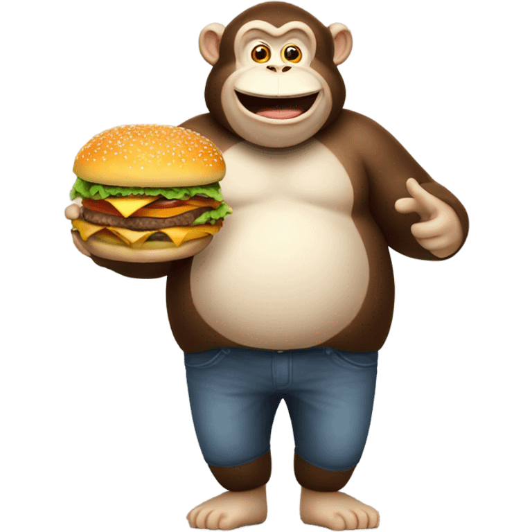 Fat monkey holding burger emoji