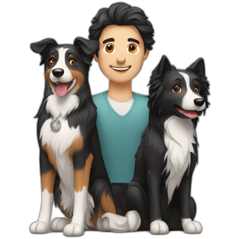 Man woman and border collie emoji