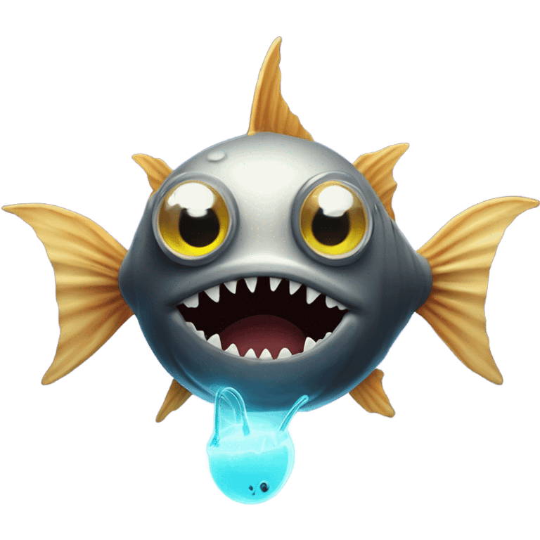 Anglerfish with glowing lure, sharp teeth, and big eyes. emoji