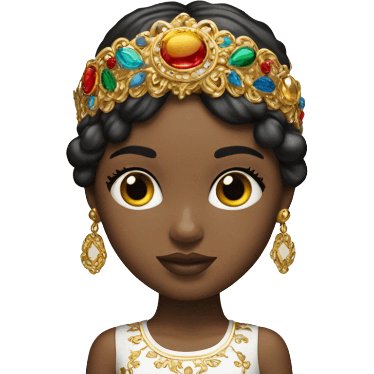 Dolce and Gabbana white girl with dark hair and headband with colourful ornament and golden detais  emoji