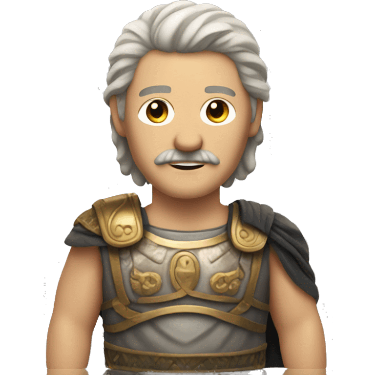 white man with a mustache and mullet hairstyle in an ancient roman warrior outfit emoji