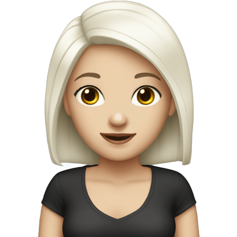 white balding girl with black hair emoji