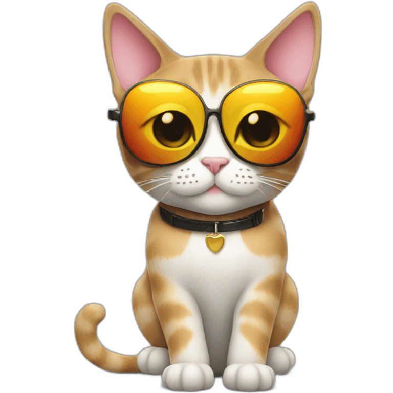 Tripple colour cat with sun glasses emoji