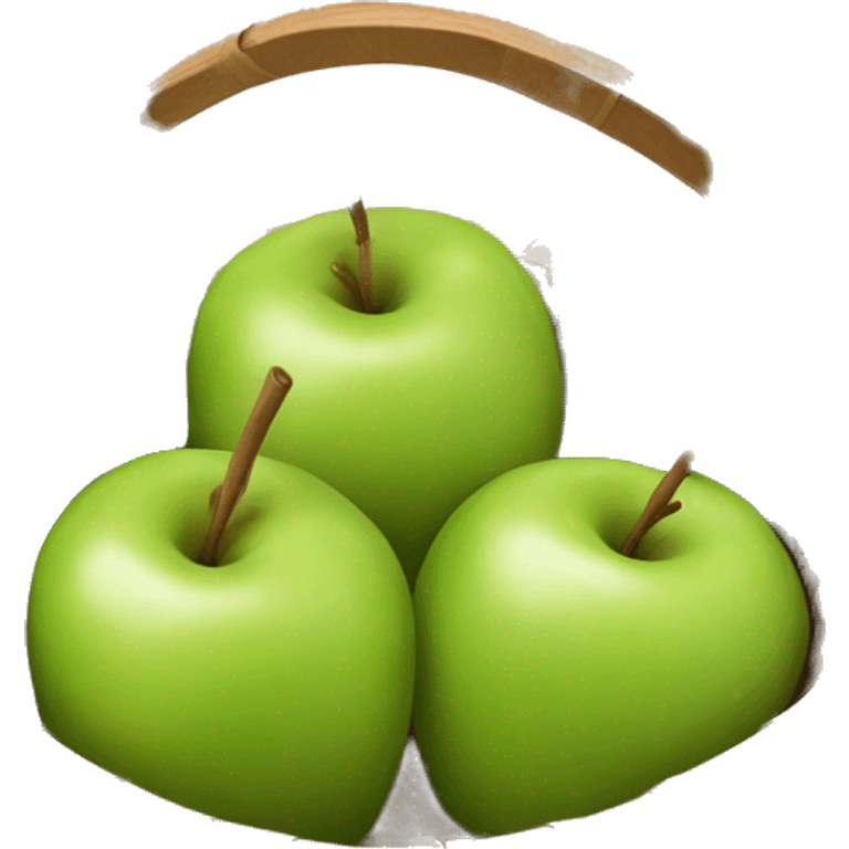 caramel green apples in a wooden woven basket emoji