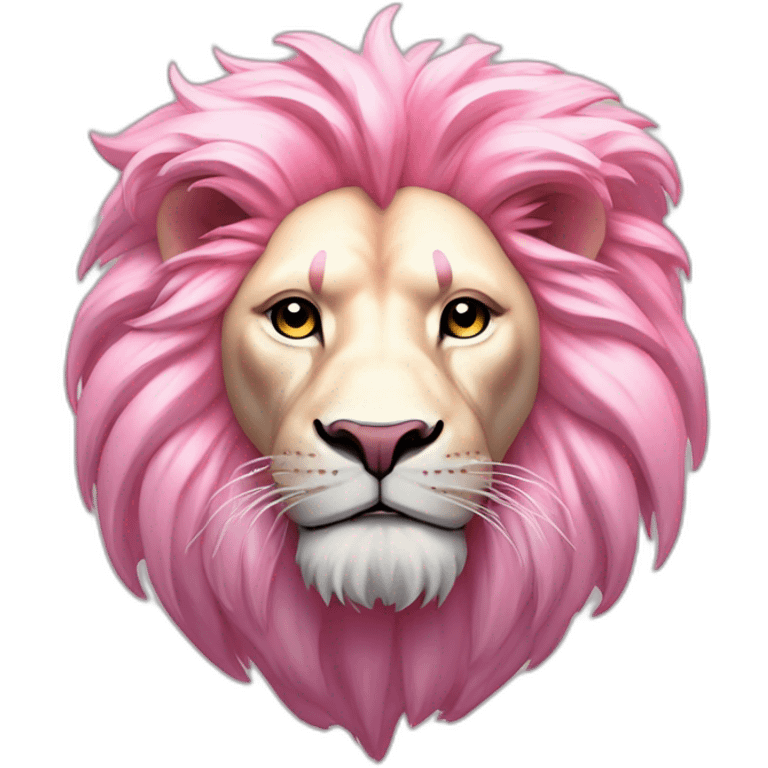 Create a carnival Theme lion in Light white pink & pastel pink, cross fire by hunters strip on back emoji