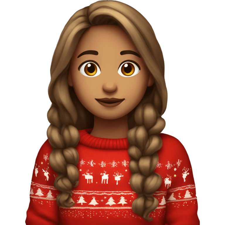 thoughtful-highlight-skin-brown-long-hair-girl-in-red-cute-Christmas-sweater emoji