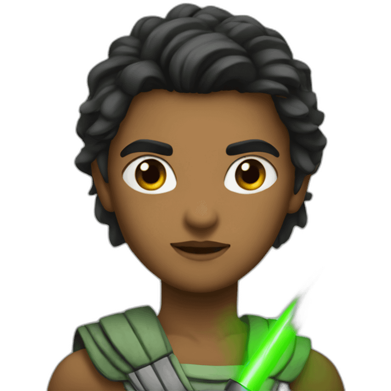 Young Ashoka with green lightsabers emoji