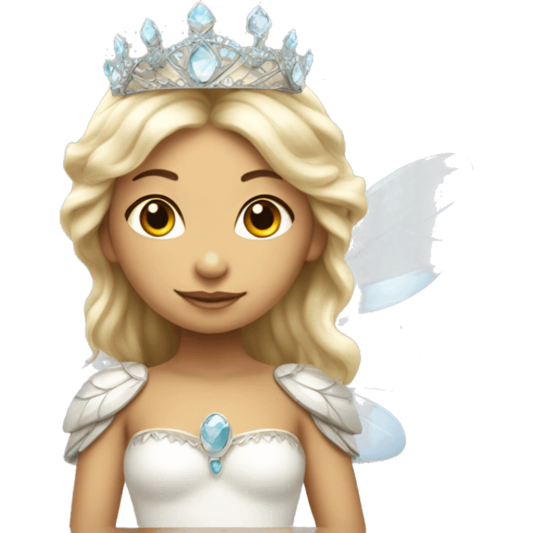 Peruvian white fairy child princess with tiara and wings emoji