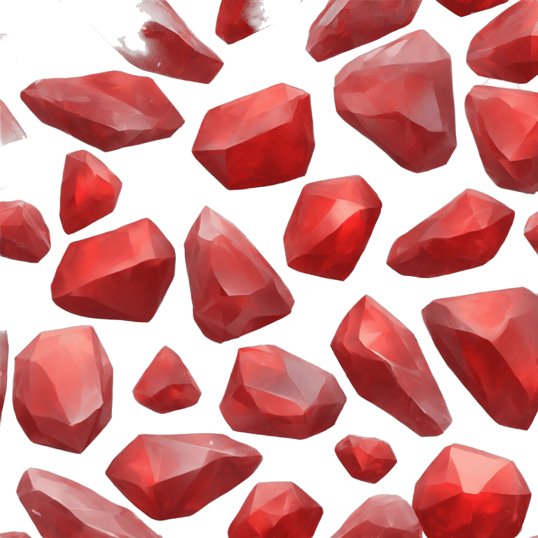 An emoji of a red preciosu stone in a shiny but not cut irregular shape. Almost as as a diamond in the rough emoji but shiny with sparkles and light inside. Over a white backgroudn. emoji