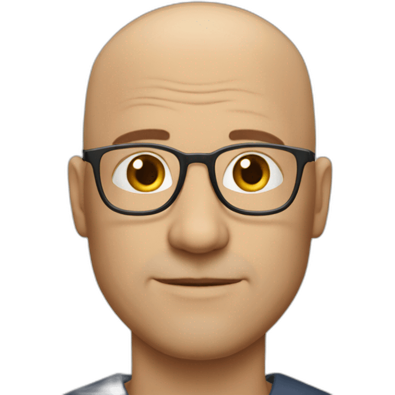 Bald white middle age man with glasses emoji