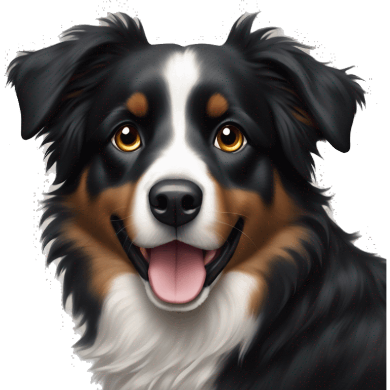 Small black australian shepherd dog painting art emoji