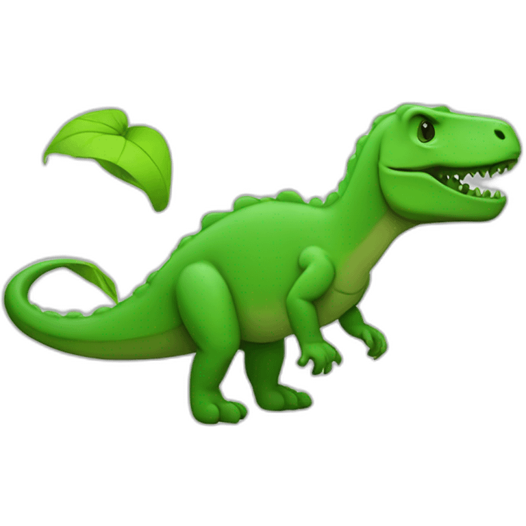 a monochrome trex with a green git branch symbol emoji