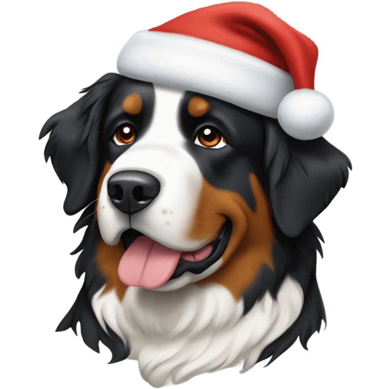 Bernese mountain dog wearing a Santa hat  emoji