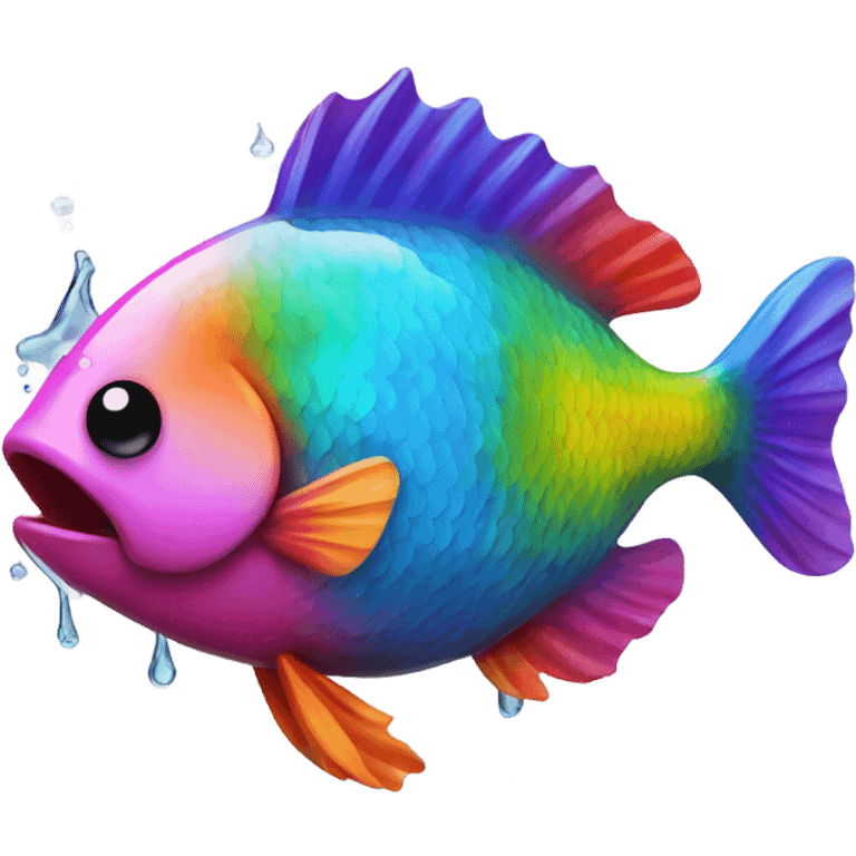 Colourful fish with drip effect emoji