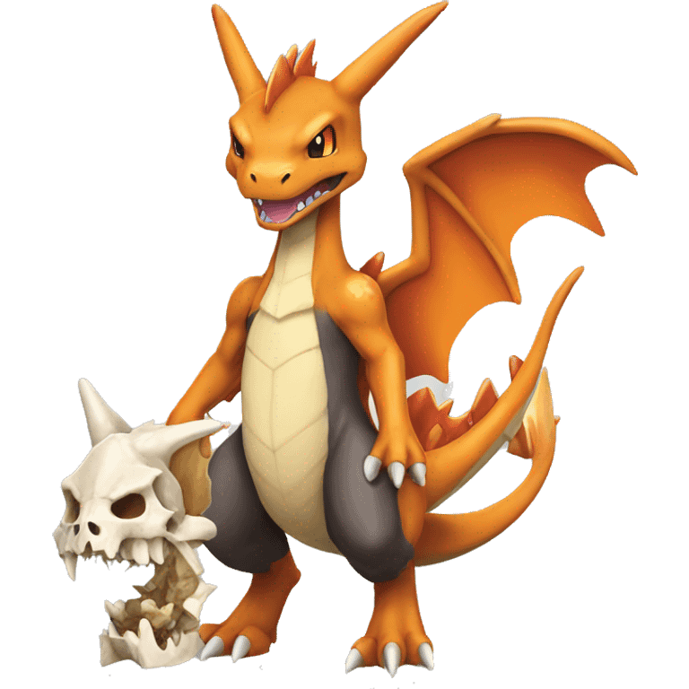 Charizard with a Cubone-skull-face emoji