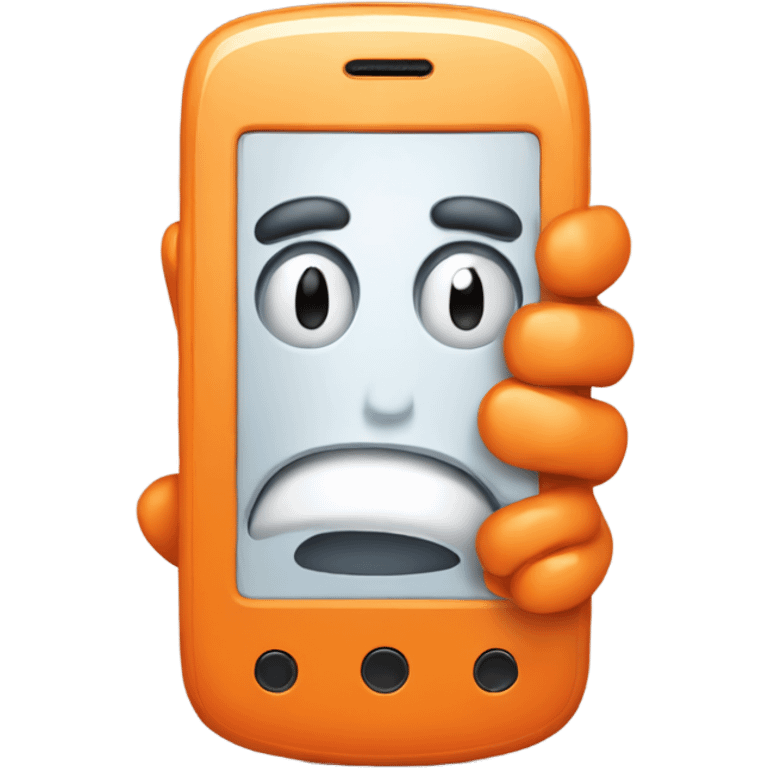 Orange smartphone upset emoji