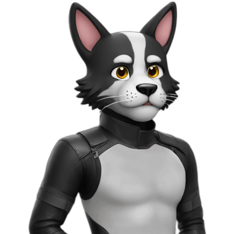 Furry posing in latex clothing emoji