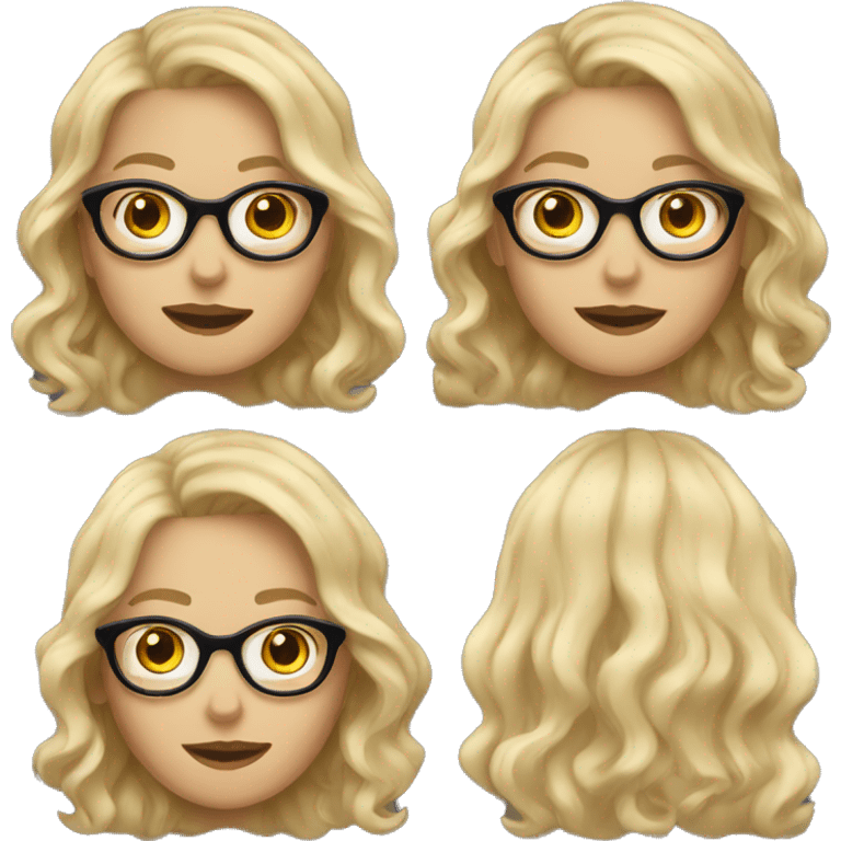 Wavy blonde hair girl with black glasses  emoji