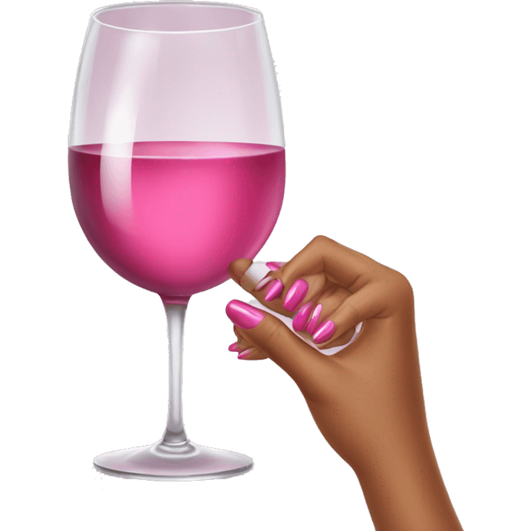 Pretty pink nails and glass of wine  emoji