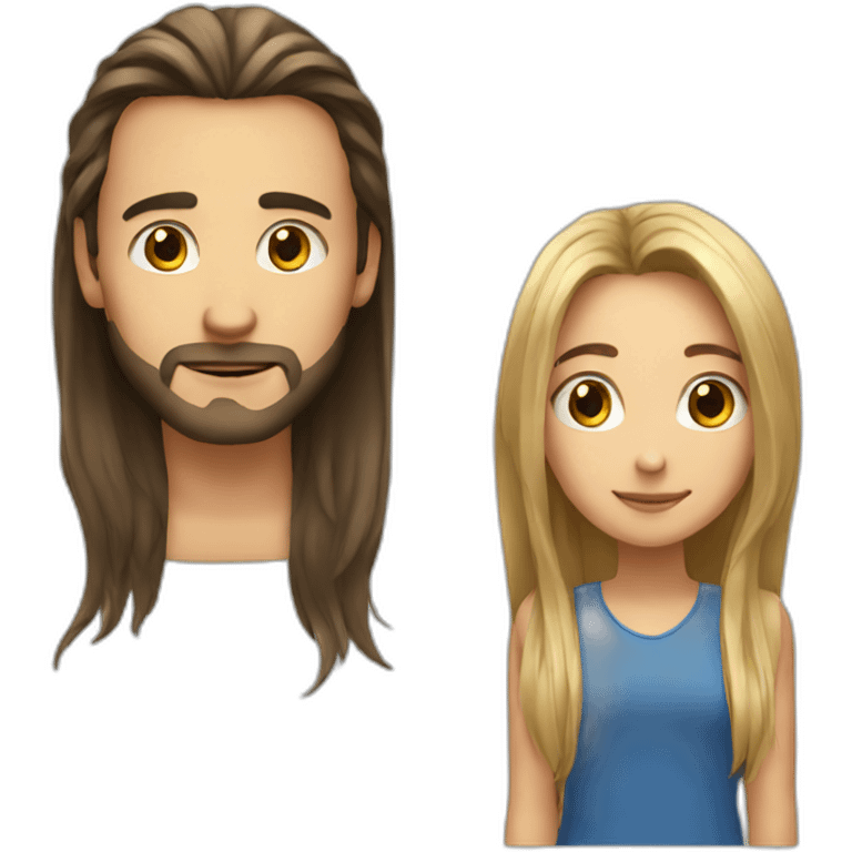 Men with Long hair and girl emoji