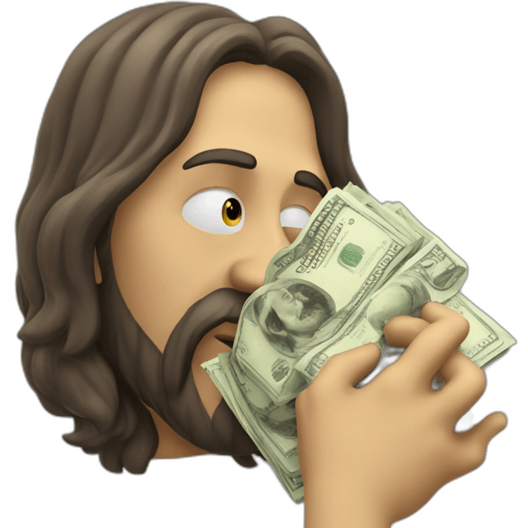 jesus sniffing money emoji