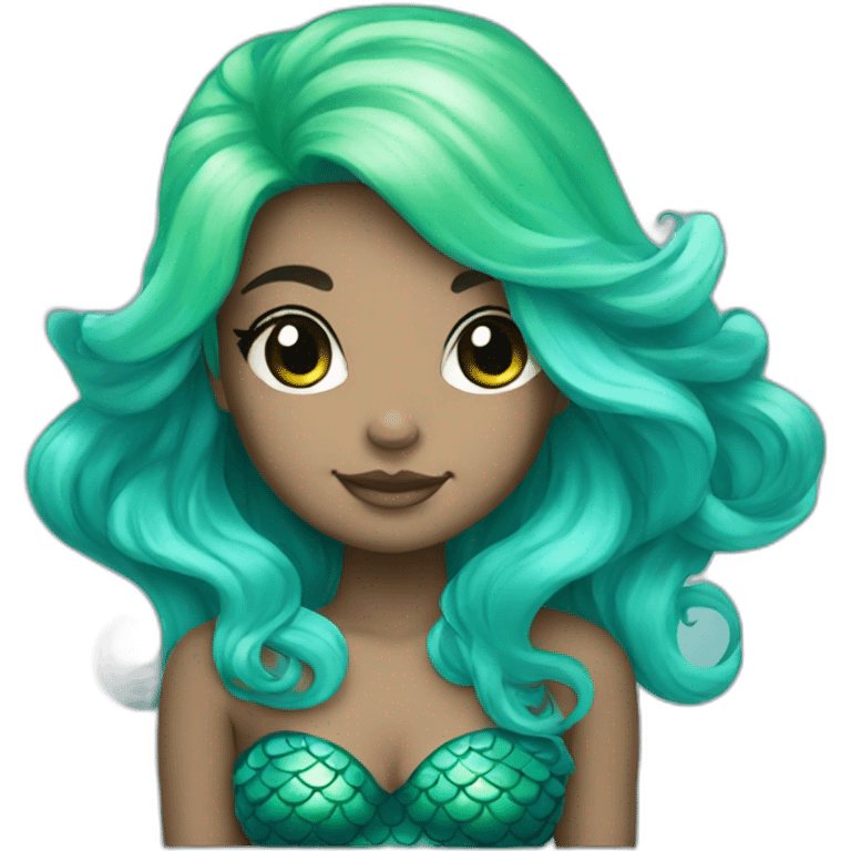 green blue black cute kawaii mermaid emoji