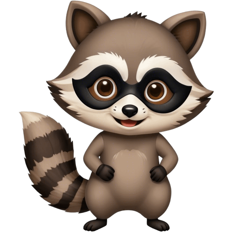 Funny raccoon in chibi style emoji