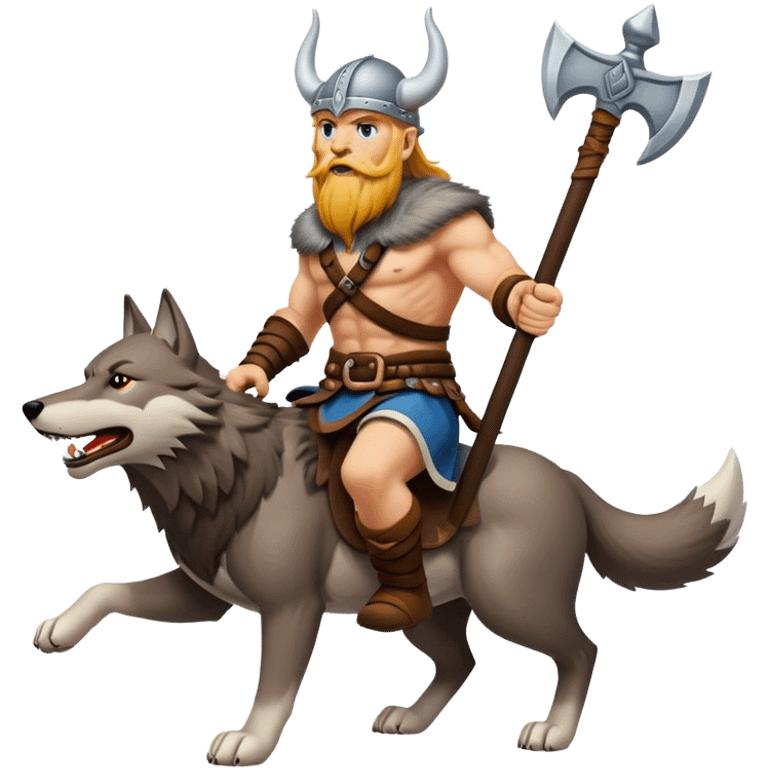 Viking Warrior Riding A Wolf  emoji