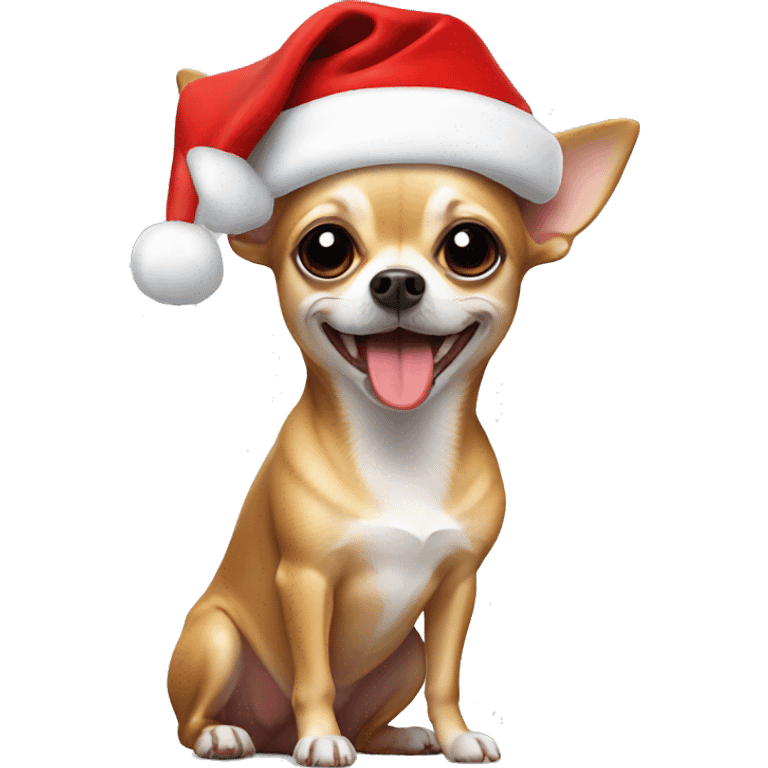 Chihuahua with santa Claus hat emoji