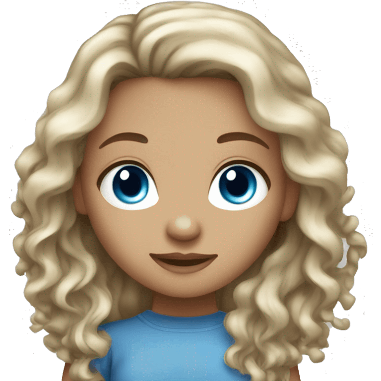 girl with long curly dark brown hair blue eyes light skin emoji