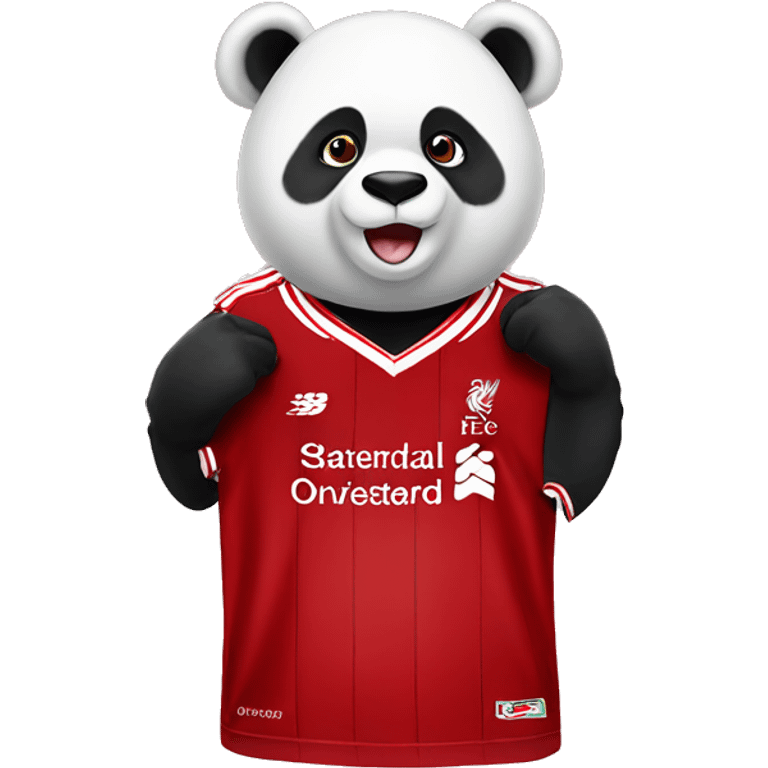 Panda wearing Liverpool fc jersey emoji