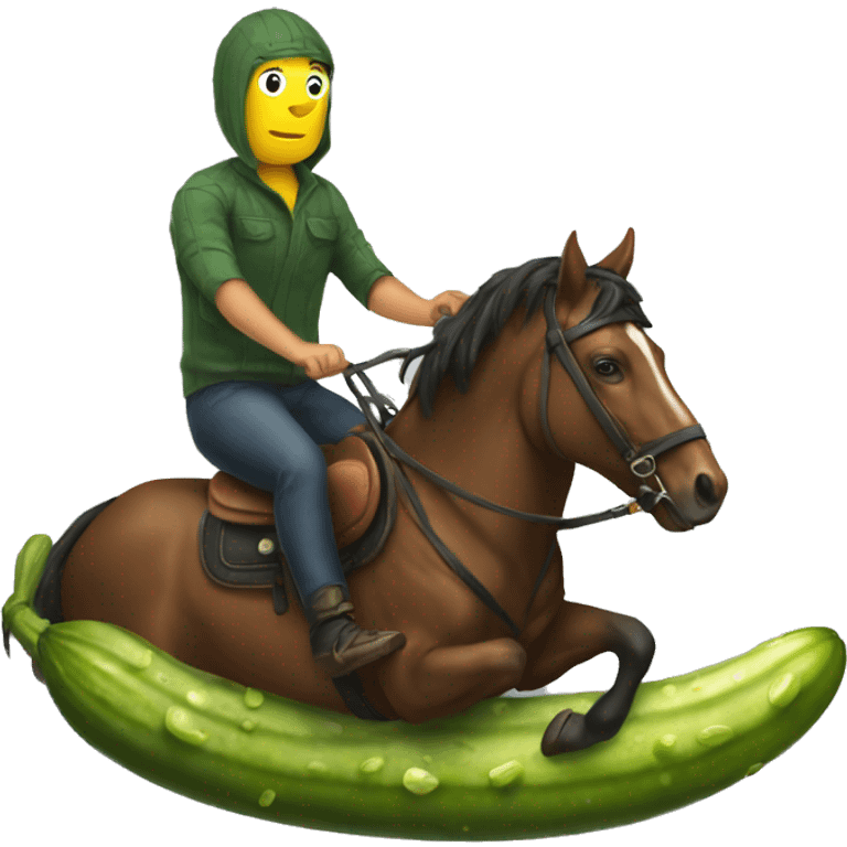 Riding a pickle emoji