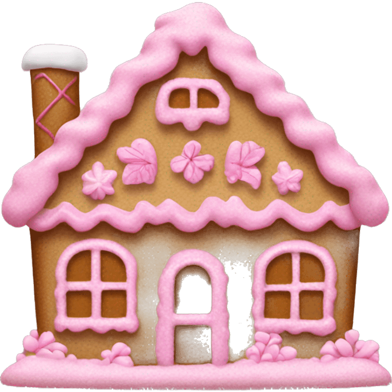 A pink gingerbread house emoji