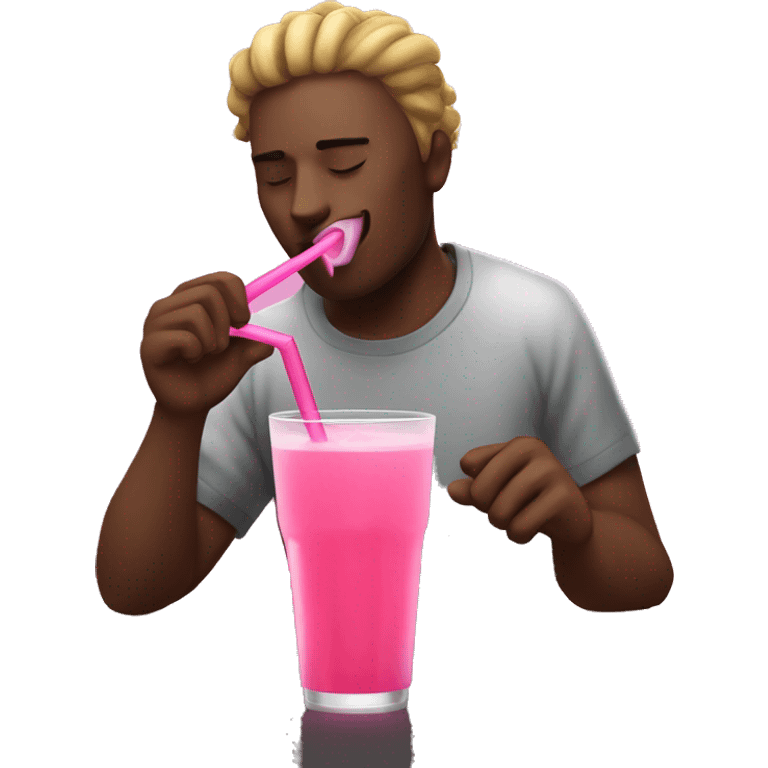 among us crewmate drinking pink juice with a giant straw emoji