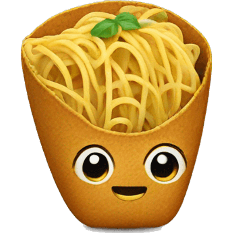 Spaghetti in a taco shell emoji