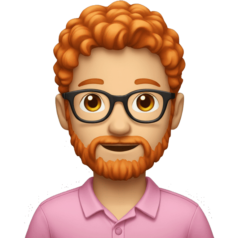 red hair boy with a beard small glasses and pink polo emoji