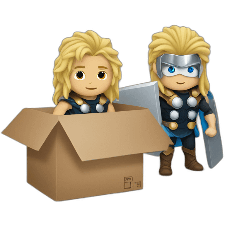 Thor and a computer in moving box emoji