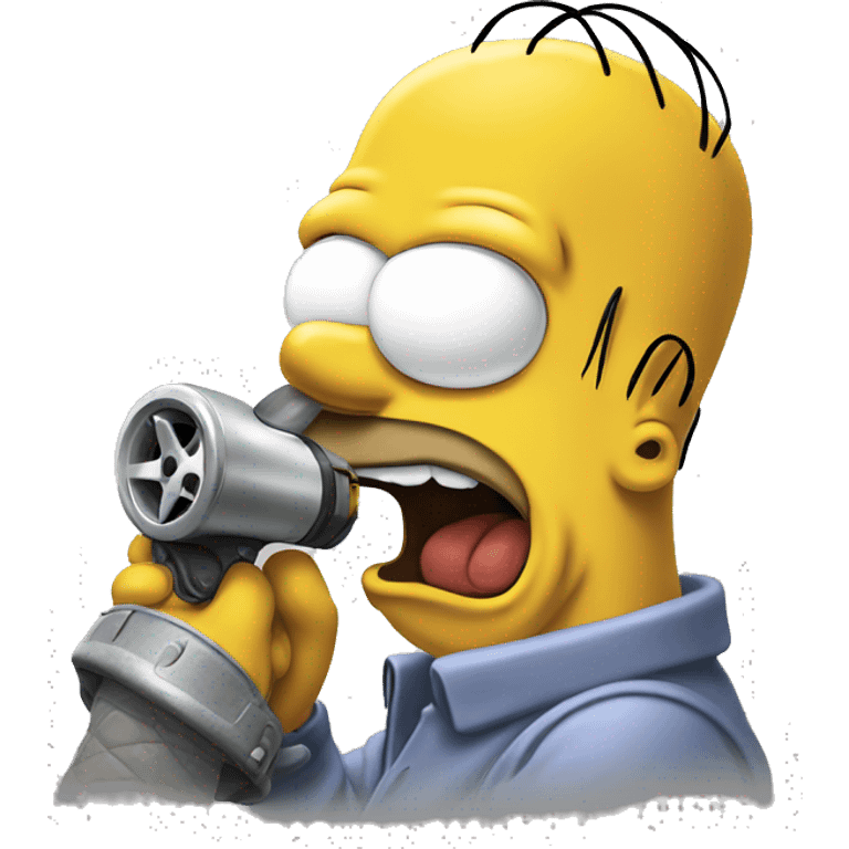 homer simpson attempting to swallow a car emoji