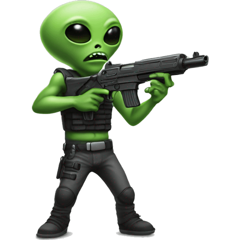 alien with gun emoji