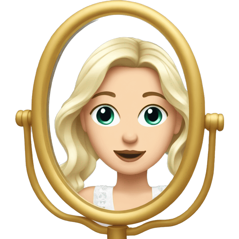 fancy white girl looking at herself in vanity mirror  emoji