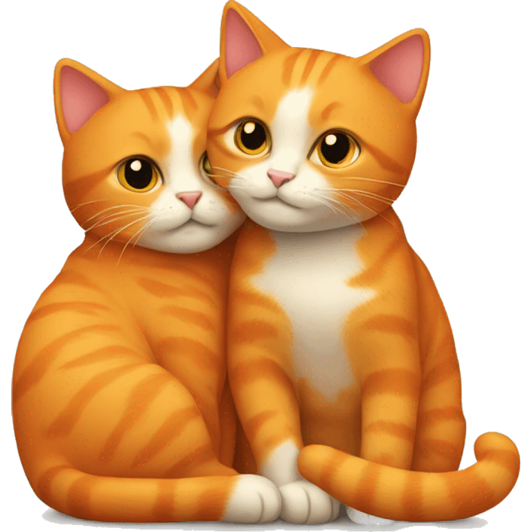 Two orange cats cuddling together emoji