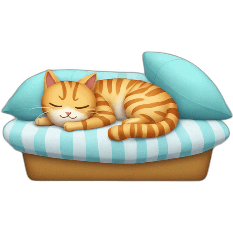 striped-cat-sleeping-with-fish emoji