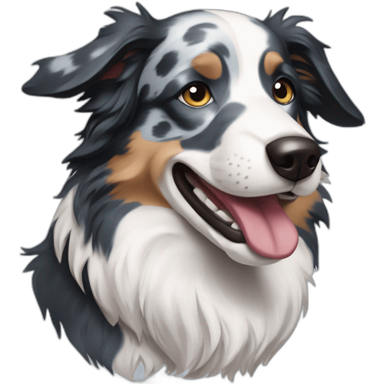 Blue Merle Border Collie with a ball in his mouth  emoji