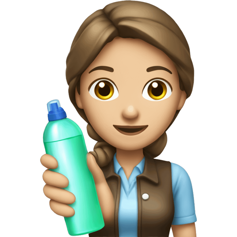 Cleaning maid light brunette with spray bottle and a cloth emoji