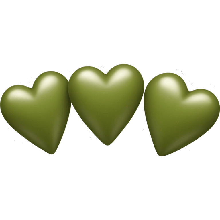 Three olive green hearts emoji