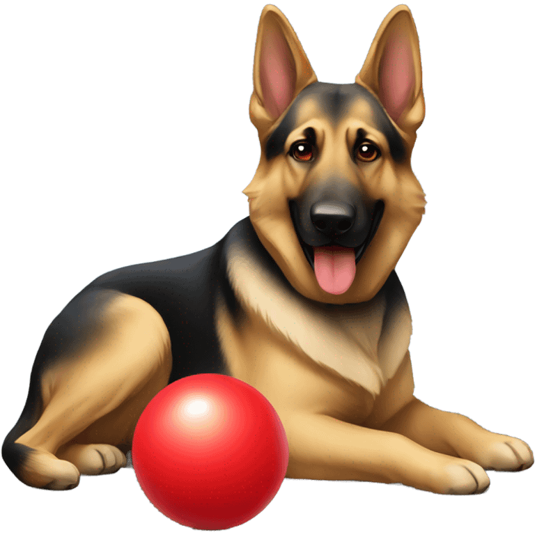 German shepherd with red ball emoji