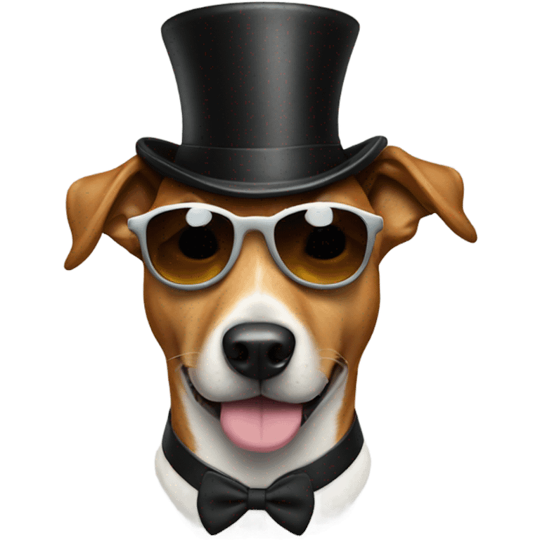 A dog with sunglasses and a top hat  emoji