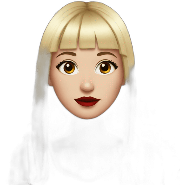 White-girl-black-bangs-red-lipstick emoji